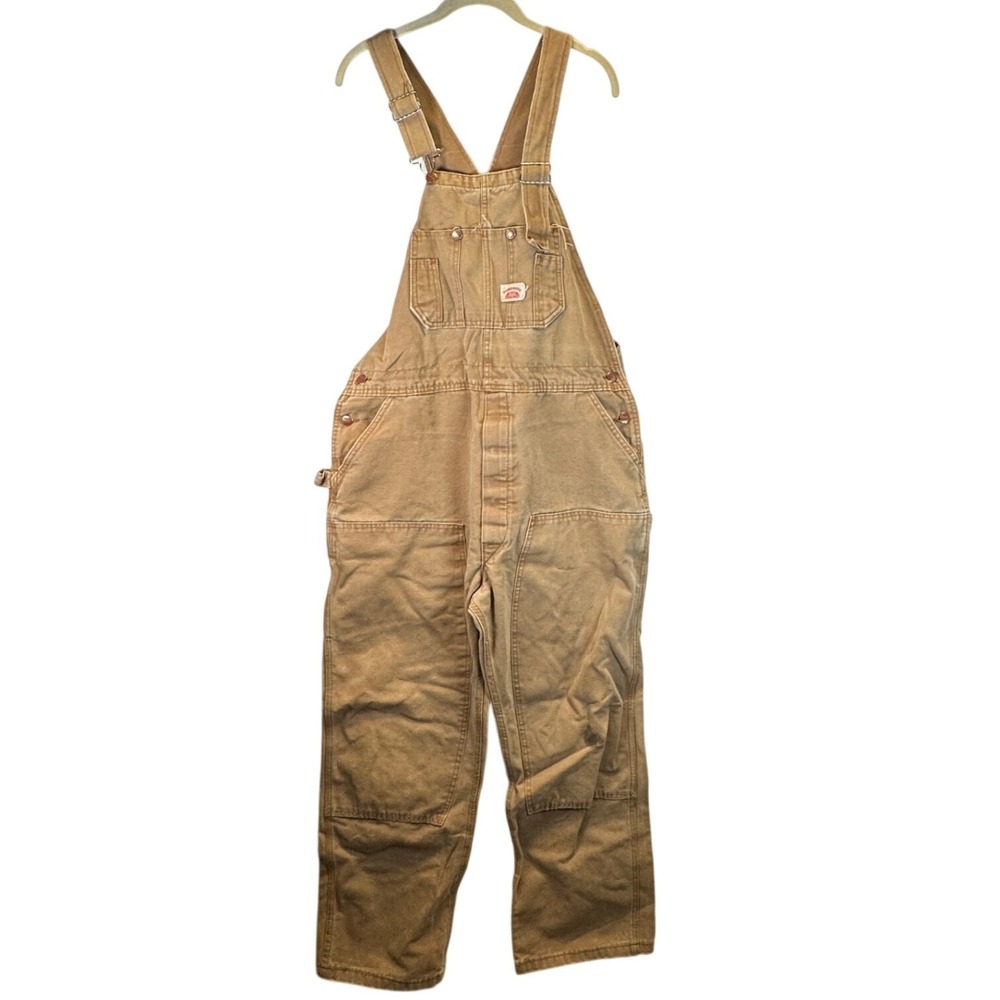 READ Round House Mens Brown Duck Canvas Bib Overalls Double Knee Workwear 40x36